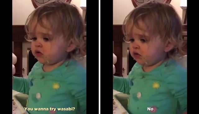 Niña se arrepintió en el acto de pedirle a su madre que le invite un poco de su Wasabi. (Crédito: Chartreux en YouTube)