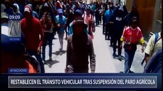 Paro agrario: desbloquean vías en Ayacucho