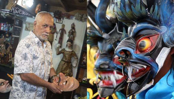 A la izquierda Miguel Rubio, dramaturgo y fundador de Yuyachkani. A la derecha, danzantes de la celebración de la fiesta de la Virgen de la Candelaria en Puno. (Fotos: César Campos y Heiner Aparicio para El Comercio)