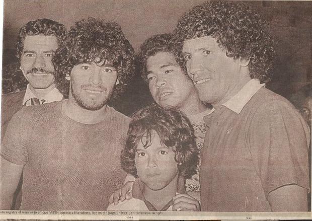 Diego Maradona junto a Ramón Mifflin y su hijo Ramón Mifflin Jr.