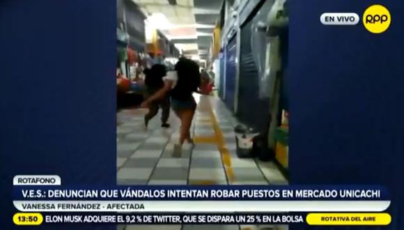 Comerciantes y clientes vivieron momentos de tensión este lunes en este centro de abastos de Villa El Salvador. (Foto: RPP TV)