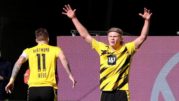 Erling Haaland selló la victoria de Borussia Dortmund ante Wolfsburgo con un doblete | Foto: REUTERS