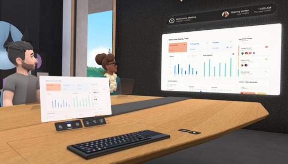 Las oficinas virtuales de Horizon Workrooms incluyen también una pizarra con la que los usuarios pueden interactuar y dibujar a través de los mandos de control de Oculus. (Facebook)