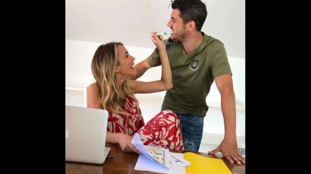 El jugador del Real Madrid, Álvaro Morata, junto a su esposa. (Foto: Redes Sociales)