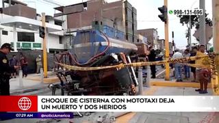 Comas: un muerto y dos heridos deja choque de cisterna con mototaxi | VIDEO
