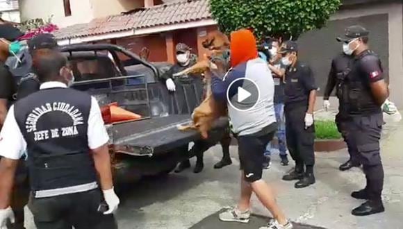 Arrestan a ciudadano durante recorrido de autoridades municipales. (Imagen tomada de video de la Municipalidad de San Miguel)
