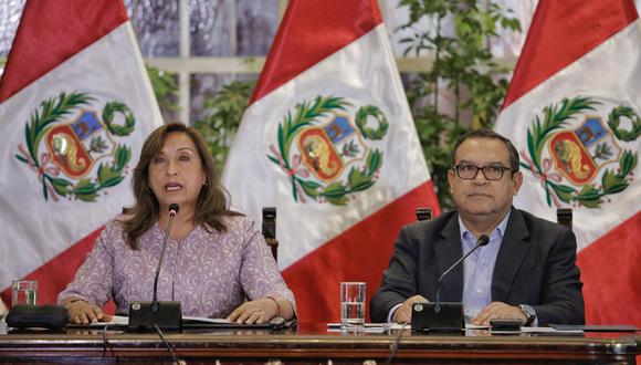 La presidenta Dina Boluarte brindó una conferencia de prensa en Palacio de Gobierno. (Foto: Joel Alonzo / @photo.gec)