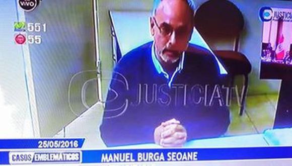 Manuel Burga, observ&oacute; la audiencia v&iacute;a Skype, desde el Penal de Anc&oacute;n II. (Justicia TV.)