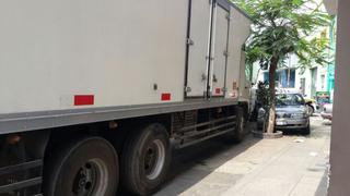 San Luis: camiones invaden vía pública para descargar productos
