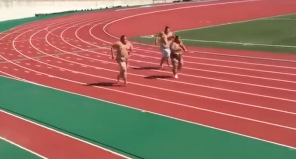 Luchadores de sumo compiten en pista de carreras. (Foto: YouTube)
