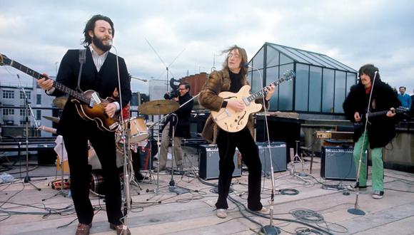 The Beatles realizan su última presentación como banca conjunta en la azotea de Apple Corps, el 30 de enero de 1969. (Foto de Apple Corps Ltd.)