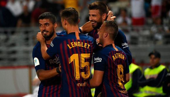 FC Barcelona se quedó con el trofeo, tras superar con susto a Sevilla en Marruecos. Ter Stegen atajó un penal para los culés a los 89 minutos. (Foto: Twitter)