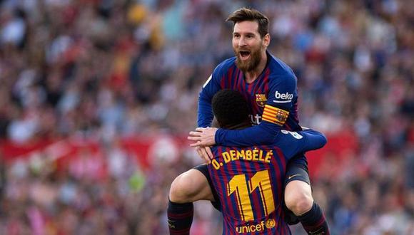 Lionel Messi se hizo con tres goles en la victoria por 4-2 de Barcelona sobre Sevilla. Con ello, el argentino igualó un récord de Cristiano Ronaldo en el fútbol español (Foto: AFP)