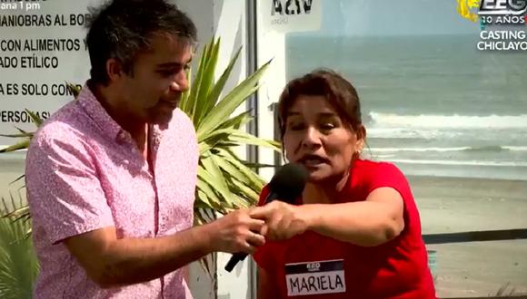 Señora asistió al casting de “Esto es guerra” en Chiclayo y pidió ser la nueva conductora. (Foto: Captura América TV).