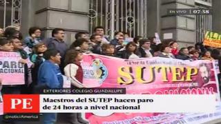 Paro del Sutep: maestros realizan plantón en frontis del colegio Guadalupe