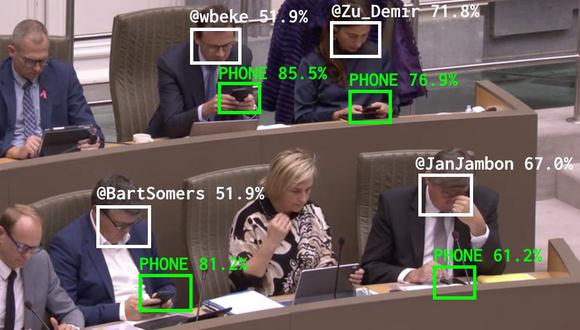 The Flemish Scrollers, la IA que analiza si los políticos están mirando el móvil durante las sesiones parlamentarias. (Imagen: Dries Deporteer)