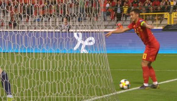 La asistencia de Eden Hazard en el Bélgica vs. Escocia. (Foto: captura de video)