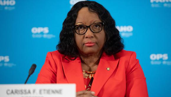 Carissa Etienne, Directora de la Organización Panamericana de la Salud (OPS) y Directora Regional de la Organización Mundial de la Salud (OMS) para las Américas, habla sobre el coronavirus durante una conferencia de prensa een Washington, DC, el 6 de marzo de 2020.SAUL LOEB / AFP).