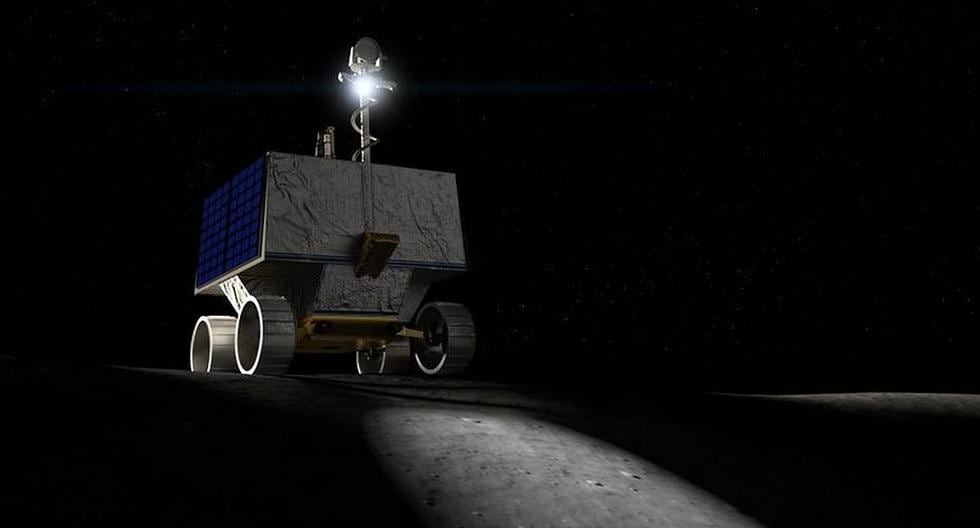 Representación artística de un rover de la NASA llamado VIPER, destinado a buscar el hielo debajo de la superficie de la Luna. (Foto: NASA Ames / Daniel Rutter)