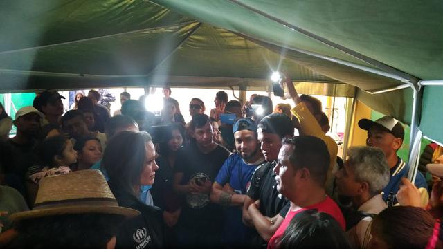 Angelina Jolie en "Sin Fronteras", albergue para venezolanos en San Juan de Lurigancho. (Fotos: Cortesía René Coveñas)