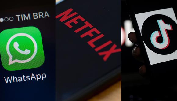 En la segunda semana de aislamiento, Netflix y Tik Tok registraron repuntes de crecimiento de 102% y 95% en redes fijas. (Foto composición: AFP)