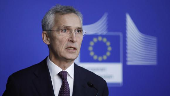 El Secretario General de la OTAN, Jens Stoltenberg, da una conferencia de prensa antes de la reunión semanal del colegio de la Comisión Europea en Bruselas, Bélgica, el 11 de enero de 2023. (EFE/EPA/OLIVIER HOSLET).