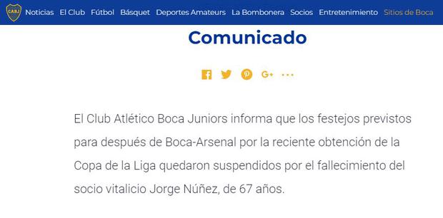 El comunicado de Boca Juniors.