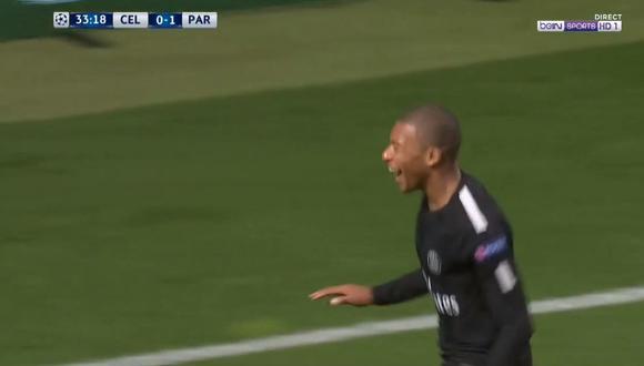 Kylian Mbappé marcó el 2-0 del PSG ante el Celtic con un derechazo. (Foto: captura)
