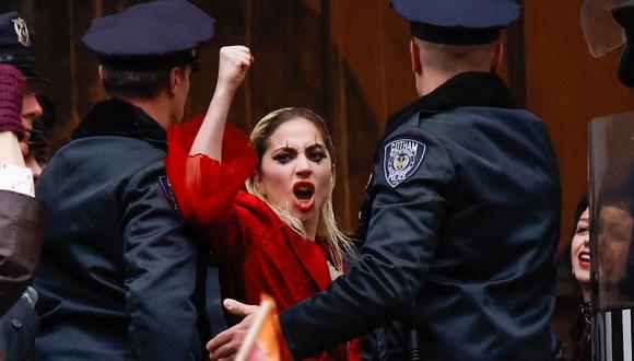 Lady Gaga durante el rodaje de "Joker: Folie � Deux" el 25 de marzo en New York. Foto: KENA BETANCUR / AFP.