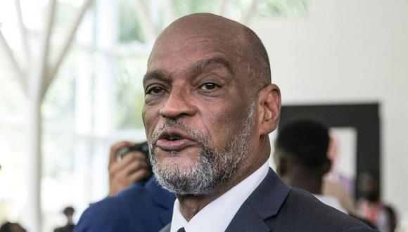 El primer ministro de Haití, Ariel Henry, asiste a una ceremonia en honor del fallecido presidente haitiano Jovenel Moise en Puerto Príncipe, el 20 de julio de 2021. (Valerie Baeriswyl / AFP).