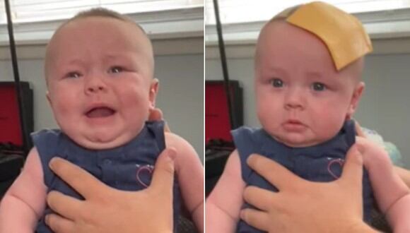 El pequeño primero aparece llorando, pero luego se calma cuando recibe un pedazo de queso en la cabeza. (Imagen: u/kriskirby86)