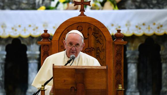 El papa Francisco ofrece una misa en la Iglesia católica siríaca de la Inmaculada Concepción en la ciudad predominantemente cristiana de Qaraqosh. (AFP).