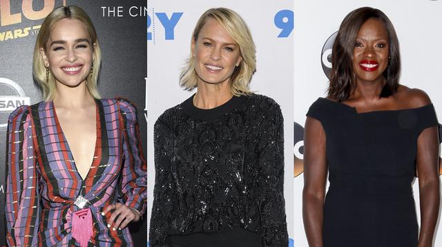 Nominadas a Mejor actriz de drama en los Emmy 2019. Emilia Clarke, Robin Wright y Viola Davis. (Foto: Agencia)