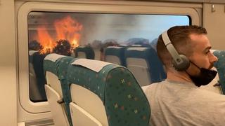 Pasajeros viven momentos de pánico cuando tren se detiene en medio de incendios en España | VIDEO