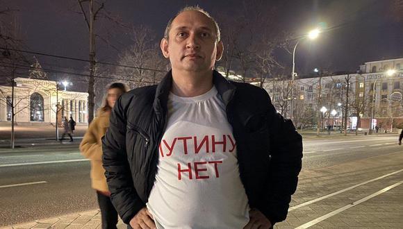 Vitaly Votanovsky fue detenido al comienzo de la invasión por llevar una camiseta con el lema "No a la guerra". (VITALY VOTANOVSKY).