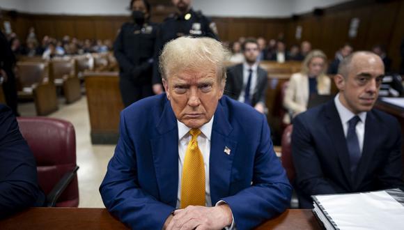 El expresidente estadounidense y candidato presidencial republicano Donald Trump, en el Tribunal Penal de Manhattan, en la ciudad de Nueva York, el 2 de mayo de 2024. (Foto de Doug Mills / POOL / AFP)