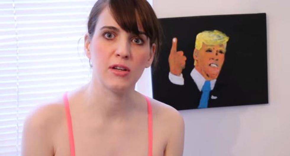 Esta artista pintó un cuadro de Donald Trump utilizando sus senos como pinceles. Video es viral en YouTube. (Foto: Captura)