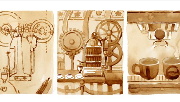 La primera máquina de café espresso inventada por Angelo Moriondo. (Foto: Google)