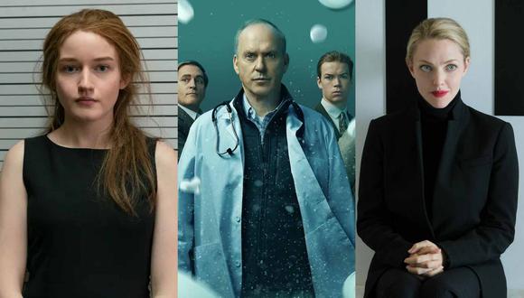 De izquierda a derecha imágenes de las series "Inventing Anna", "Dropsick" and "The Dropout", nominadas al Emmy 2022 como Mejor serie limitada.