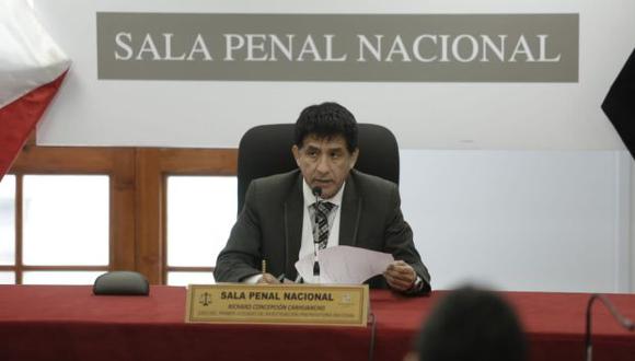 El juez Richard Concepción Carhuancho preside la audiencia. (Foto: Anthony Niño de Guzmán / El Comercio)