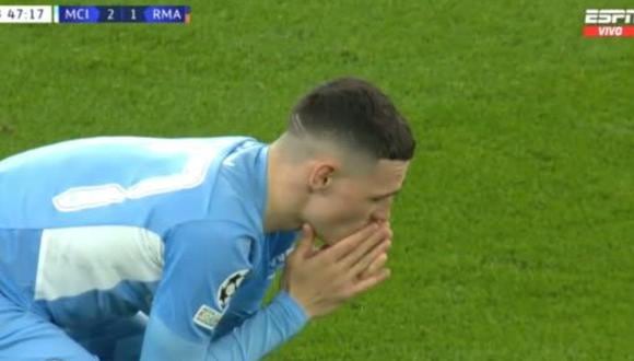 El fallo del Manchester City vs. Real Madrid para el tercero. (Foto: captura de pantalla - ESPN)