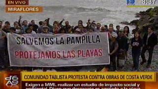 Tablistas protestan en Miraflores por obras en Costa Verde