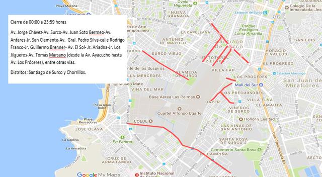 Conoce las calles cerradas por la visita del papa Francisco en Lima.