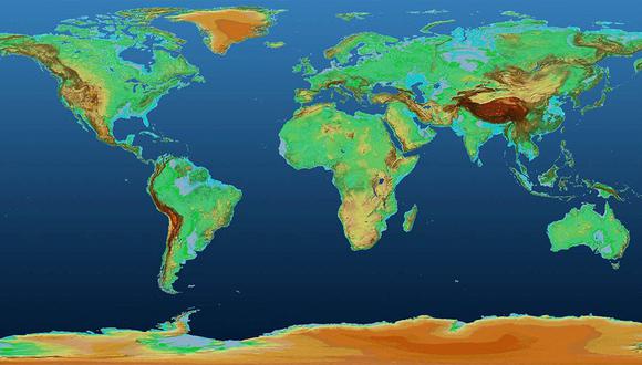 El mapa muestra variaciones de altura en la superficie terrestre a lo largo de más de 148 millones de km cuadrados. (Foto: DLR)