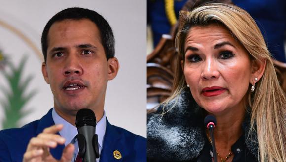 Jeanine Añez y Juan Guaidó hablan del nombramiento de embajadores de Bolivia y Venezuela. (AFP).