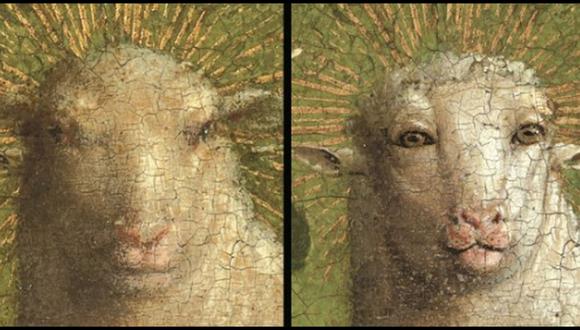 Obra de arte invaluable del siglo XV restaurada con "cara de oveja humanoide". (Foto: Difusión)