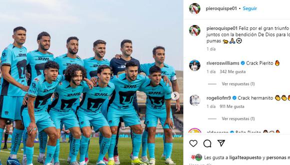 Piero Quispe fue titular en el último triunfo de Los Pumas. (Foto: Instagram)