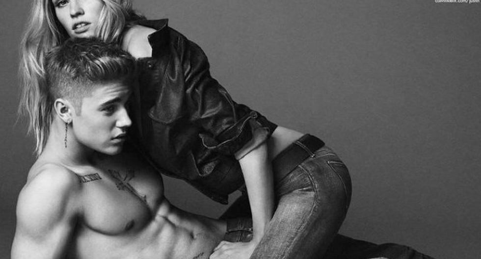 Esta es la foto de Justin Bieber y Lara Stone para Calvin Klein.  (Foto: Twitter)