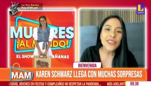 “Mujeres Al Mando”: Karen Schwarz regresó al programa en reemplazo de Maricarmen Marín. (Foto: Captura)