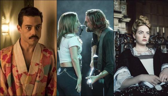 "Bohemian Rhapsody" , "The Favourite" y  "A star is born" compiten a la categoría de Mejor película. (Foto: Difusión)